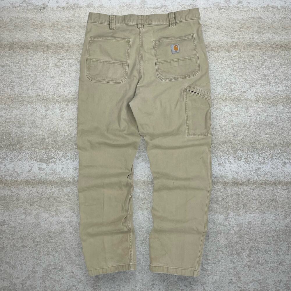 Vintage 90s Carhartt Carpenter Pants 36x30 Relaxed Fit Tan Canvas Dungarees Work